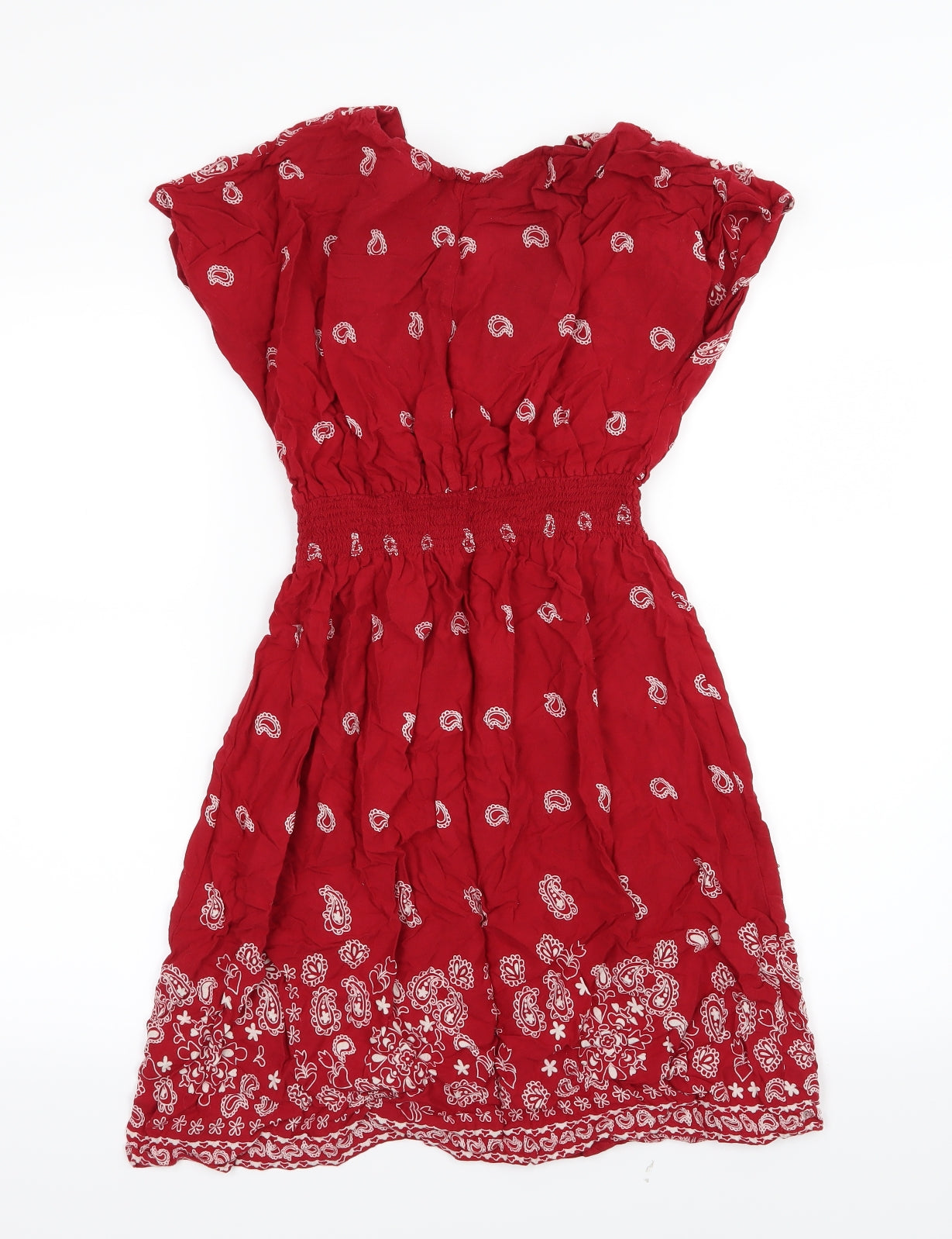 Papaya Womens Red Paisley Jersey Basic T-Shirt Size 12