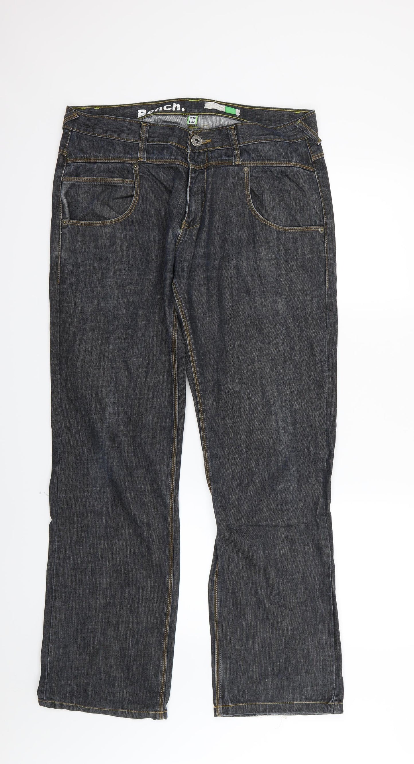Bench Mens Blue  Denim Straight Jeans Size 34 L32 in