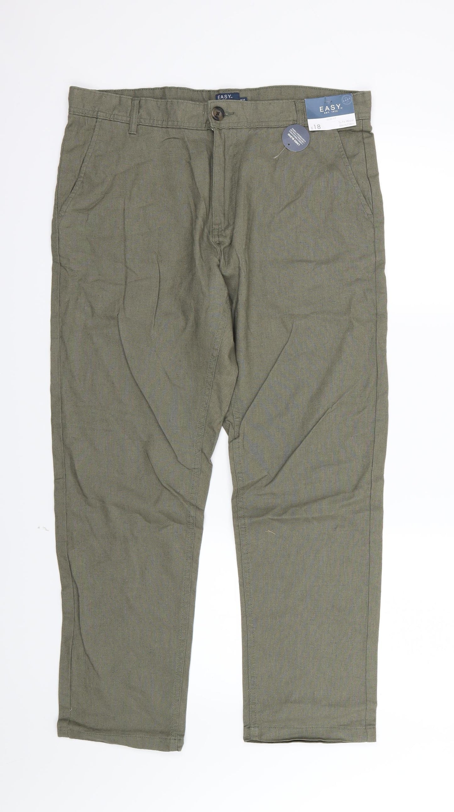 Easy Mens Green   Trousers  Size 34 L29 in