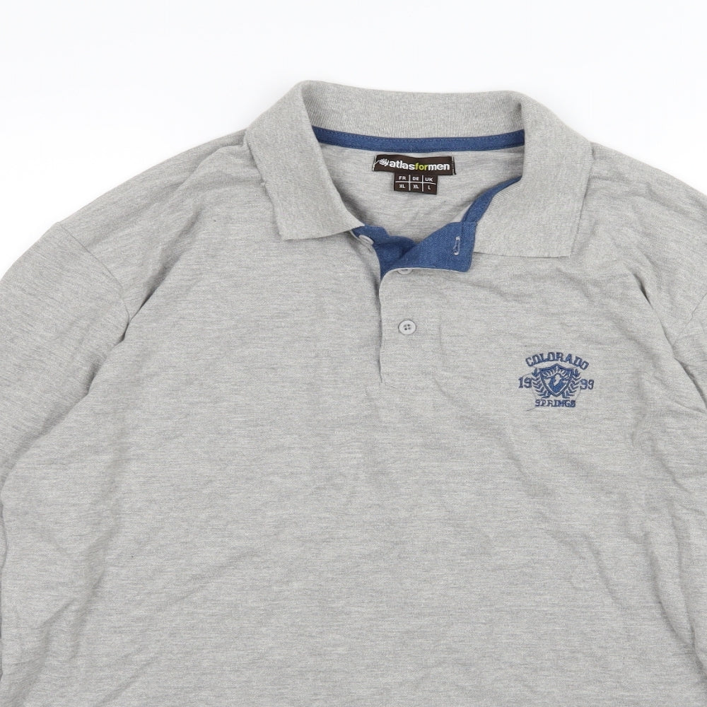 Atlas for Men Mens Grey  Jersey  Polo Size L
