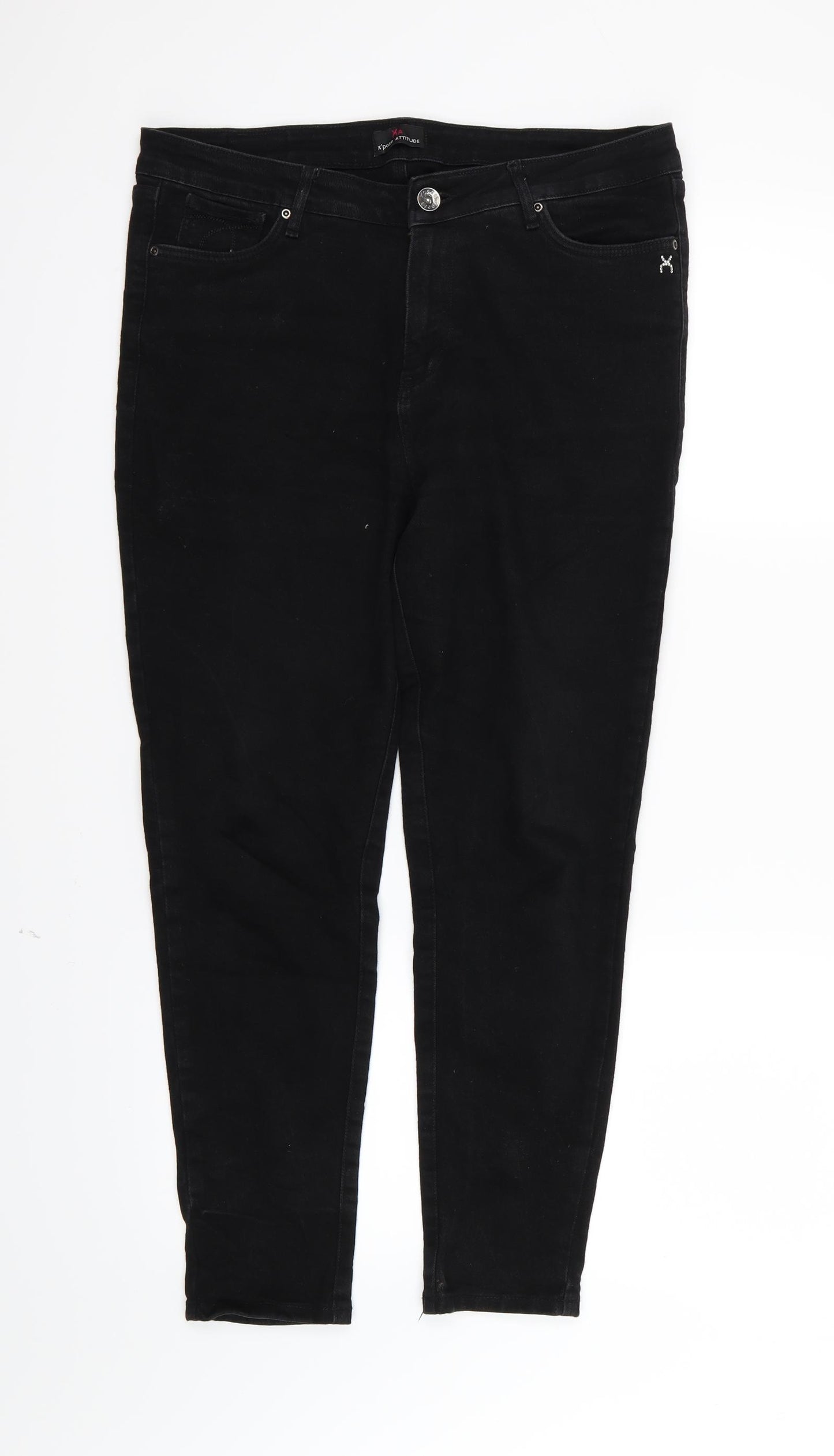 X'pose Attitude Womens Black  Denim Skinny Jeans Size 32 in L26 in