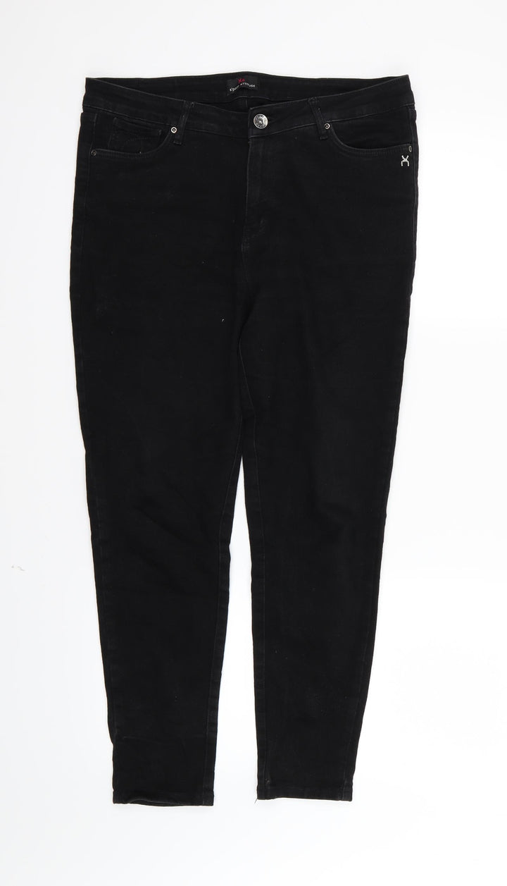 X'pose Attitude Womens Black Denim Skinny Jeans Size 32 in L26 in