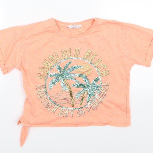 Candy Couture Girls Orange  Jersey Cropped T-Shirt Size 11 Years  - Beach