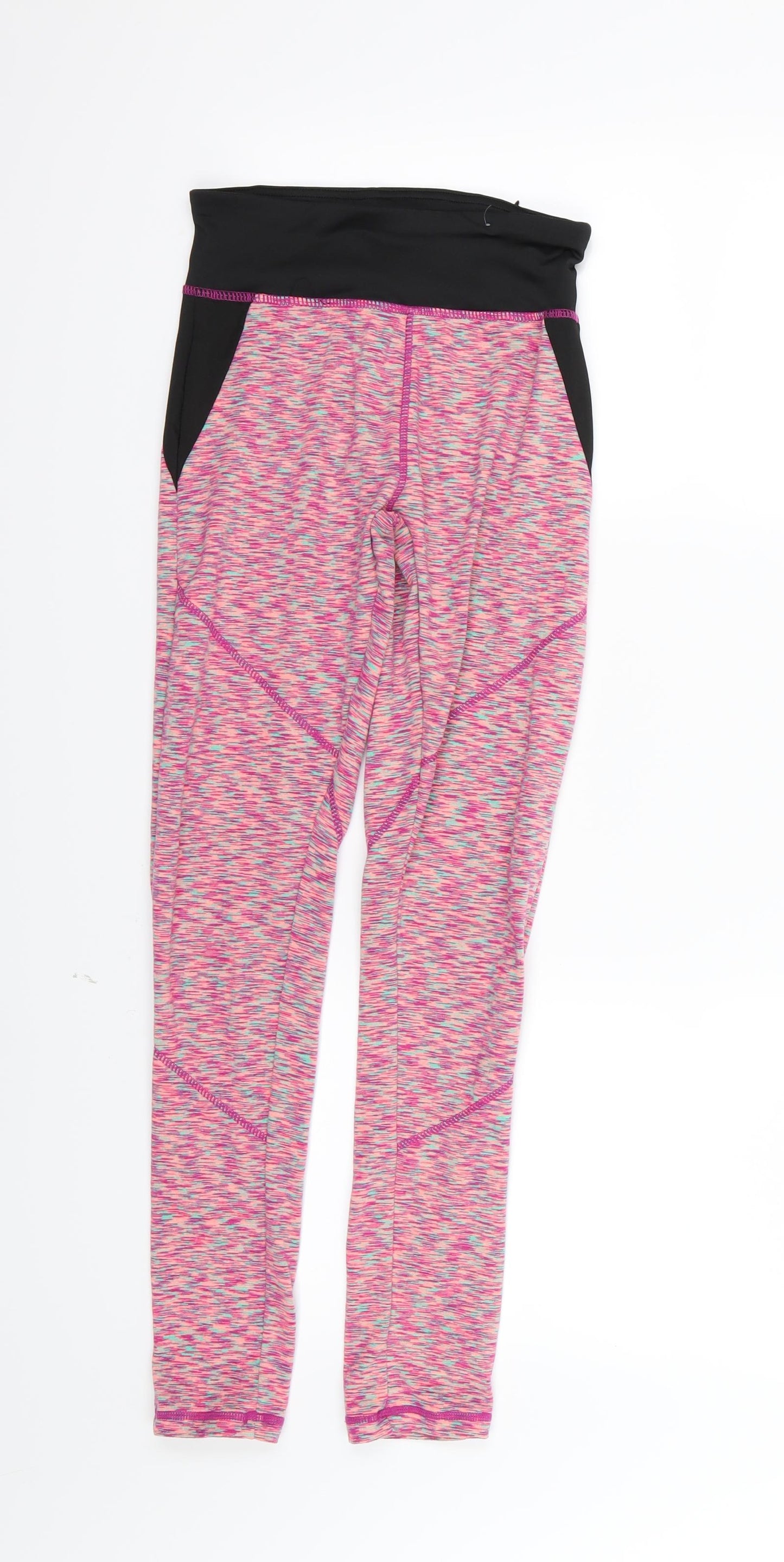 Primark Womens Pink Striped Jersey Compression Leggings Size 6