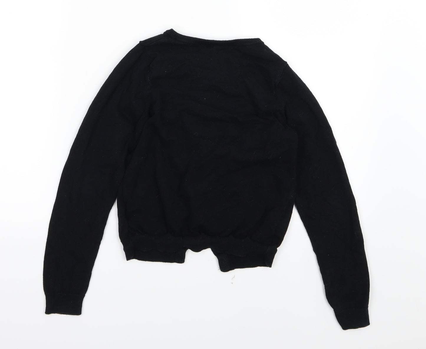 H&M Girls Black Polka Dot Knit Cardigan Jumper Size 8-9 Years  - Heart print