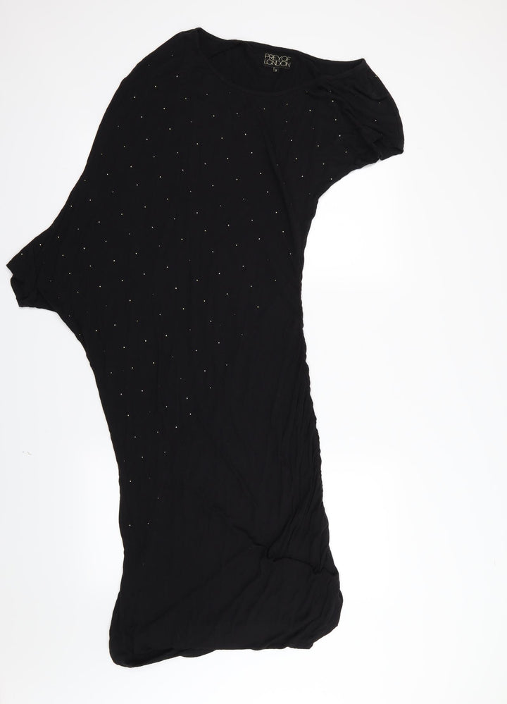 Prey of London Womens Black  Jersey T-Shirt Dress  Size S  - Aysemmetrical sleeves