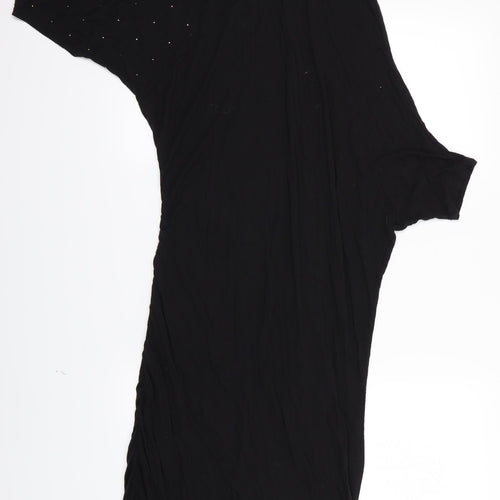 Prey of London Womens Black  Jersey T-Shirt Dress  Size S  - Aysemmetrical sleeves