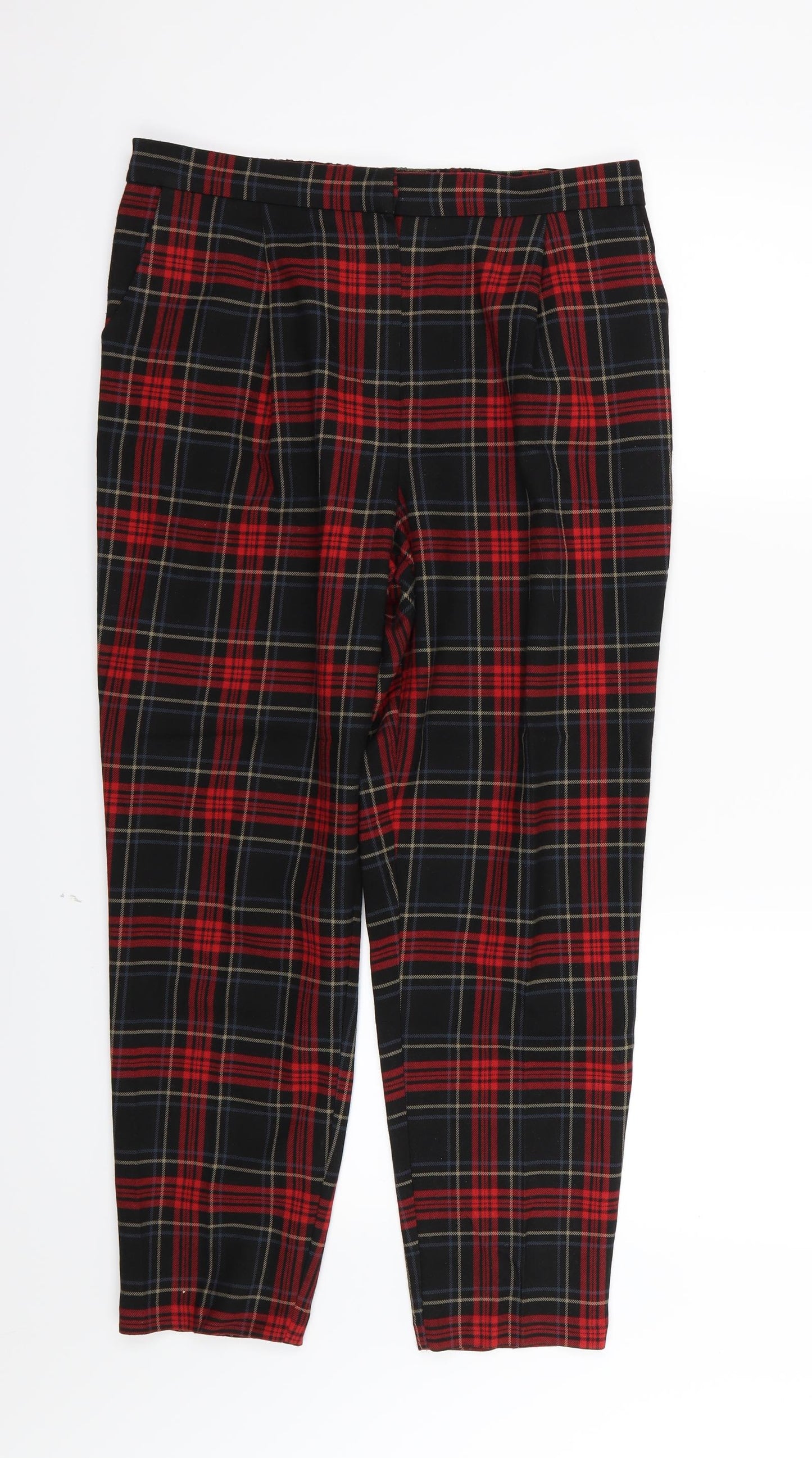 New Look Womens Red Striped Rayon Trousers  Size 12 L26 in