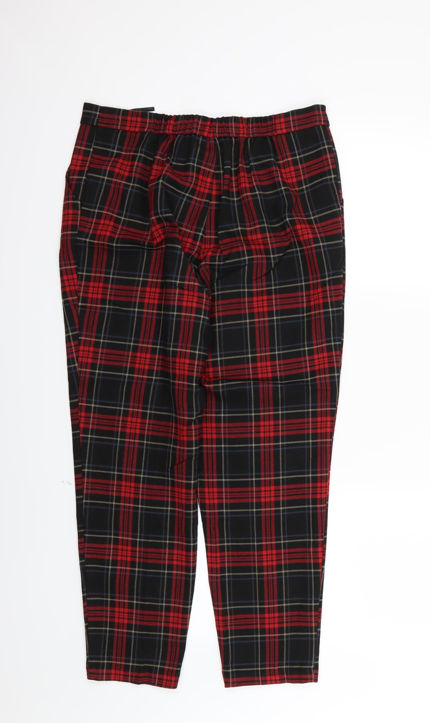 New Look Womens Red Striped Rayon Trousers  Size 12 L26 in