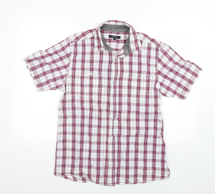 George Mens Red Striped Woven  Button-Up Size M