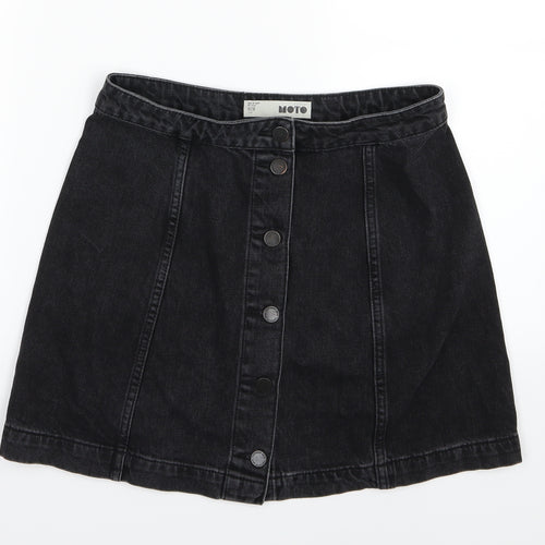 Topshop Womens Black  Denim A-Line Skirt Size 28 in