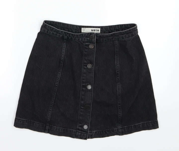 Topshop Womens Black Denim A-Line Skirt Size 28 in