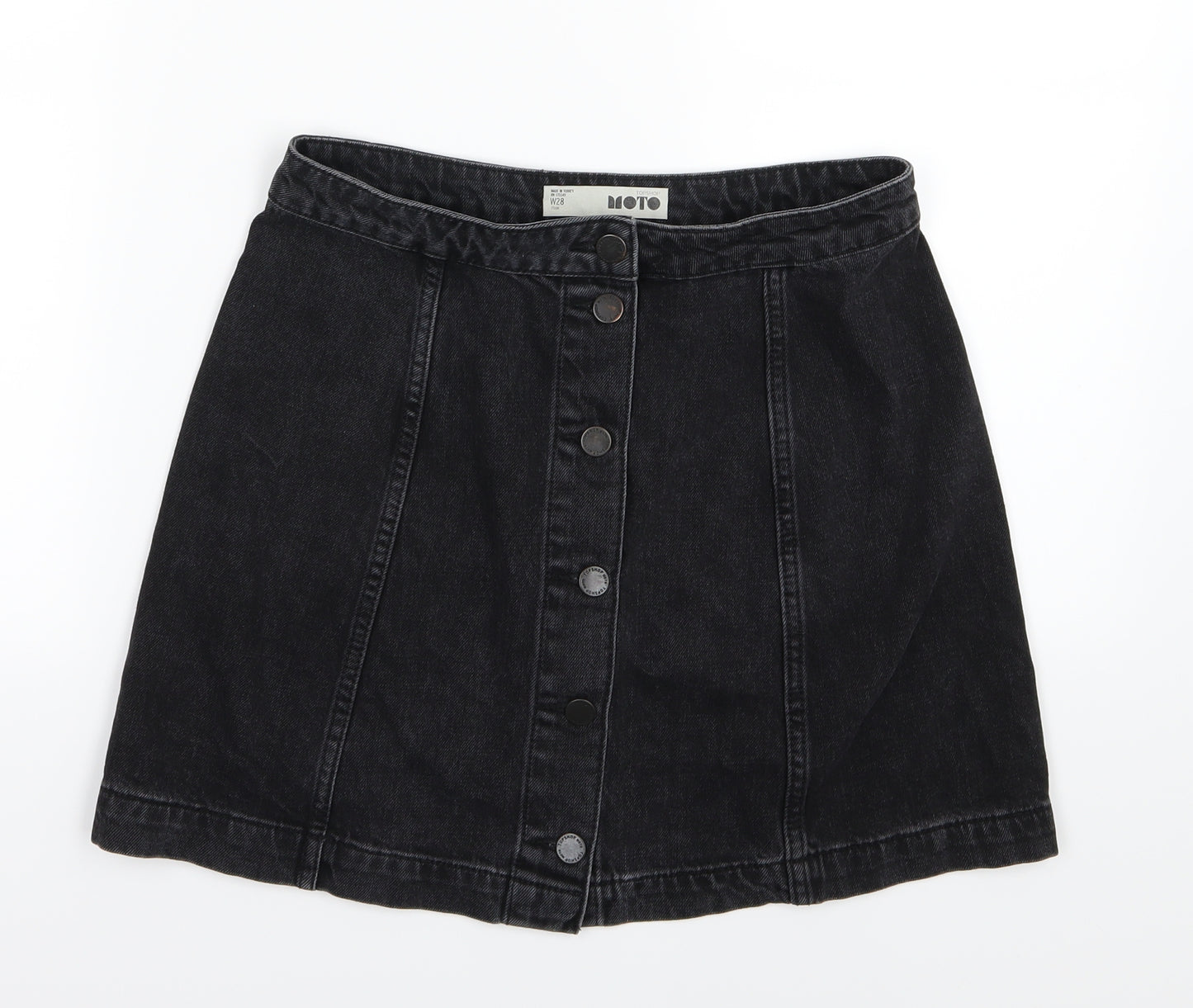 Topshop Womens Black  Denim A-Line Skirt Size 28 in