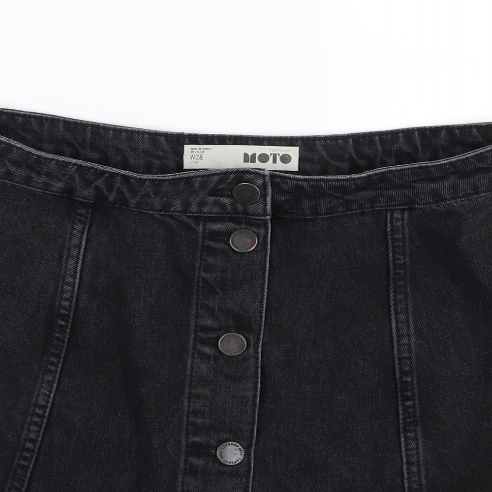 Topshop Womens Black  Denim A-Line Skirt Size 28 in