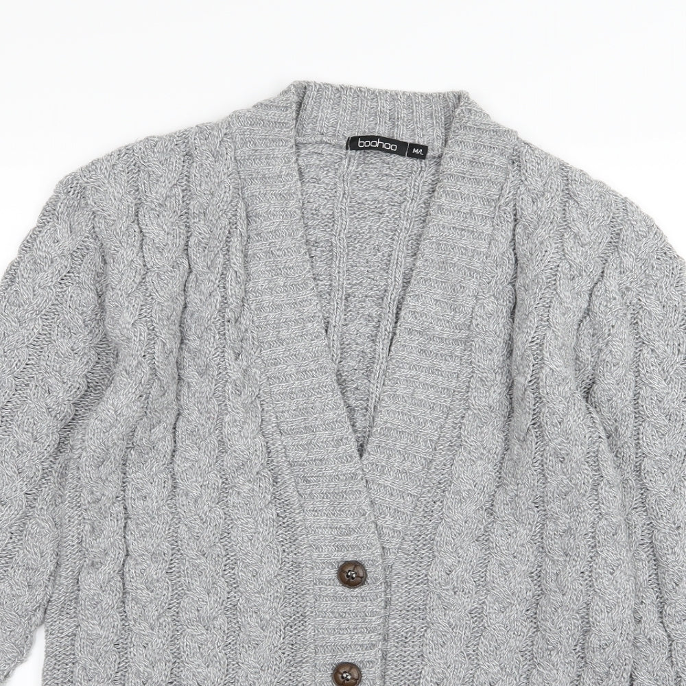 Boohoo Womens Grey  Knit Cardigan Jumper Size M