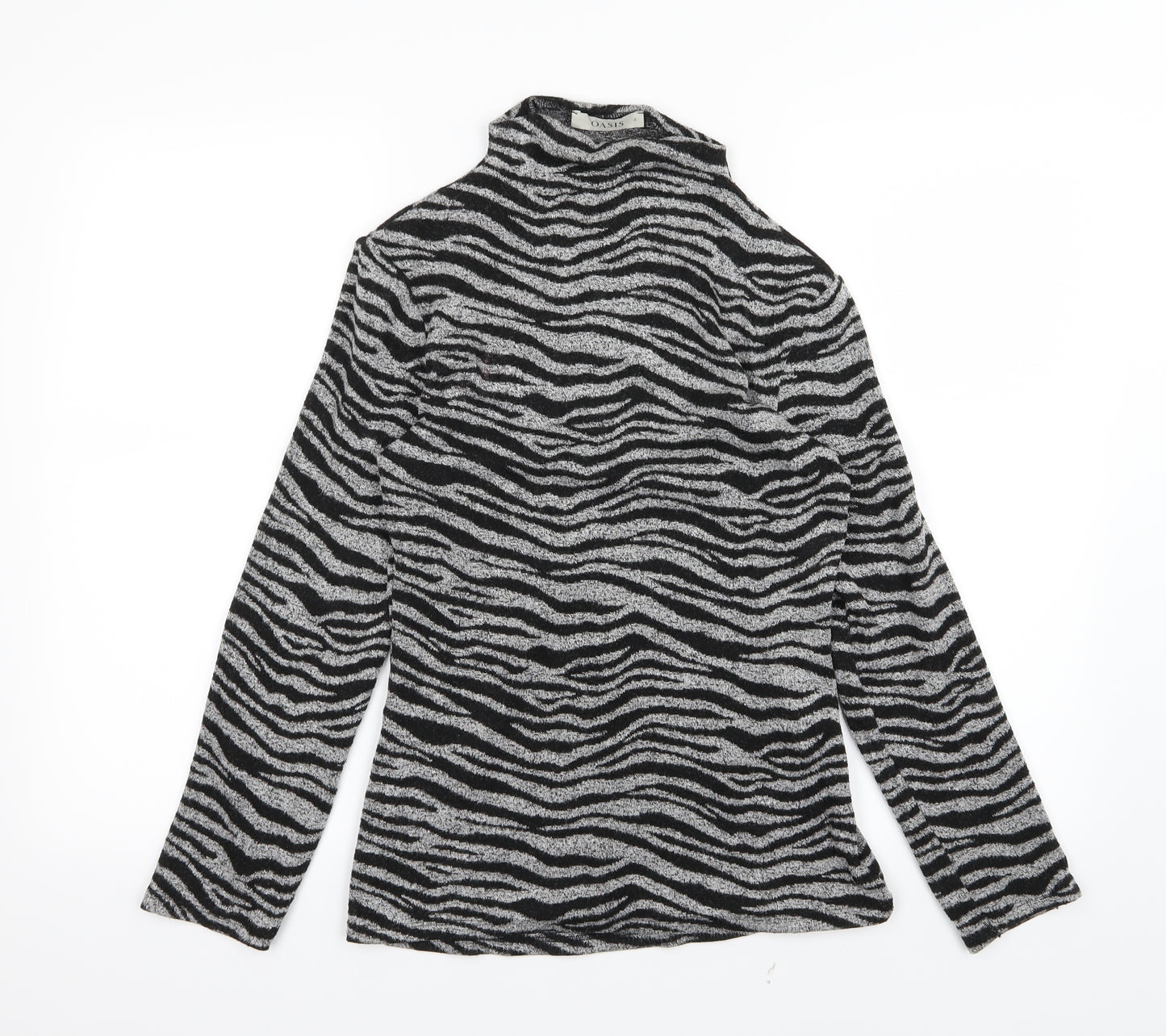 Oasis Womens Grey Animal Print Knit Pullover Jumper Size S