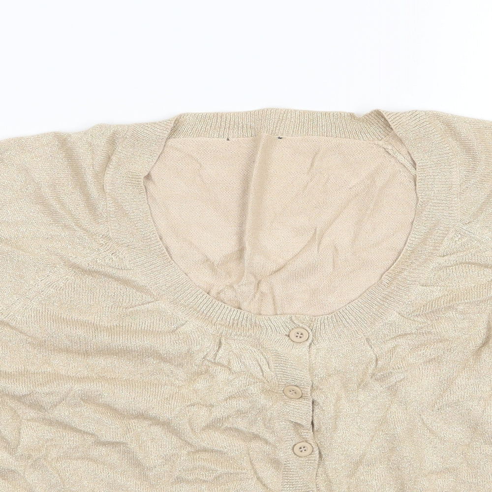 Dorothy Perkins Womens Gold  Knit Cardigan Jumper Size 18
