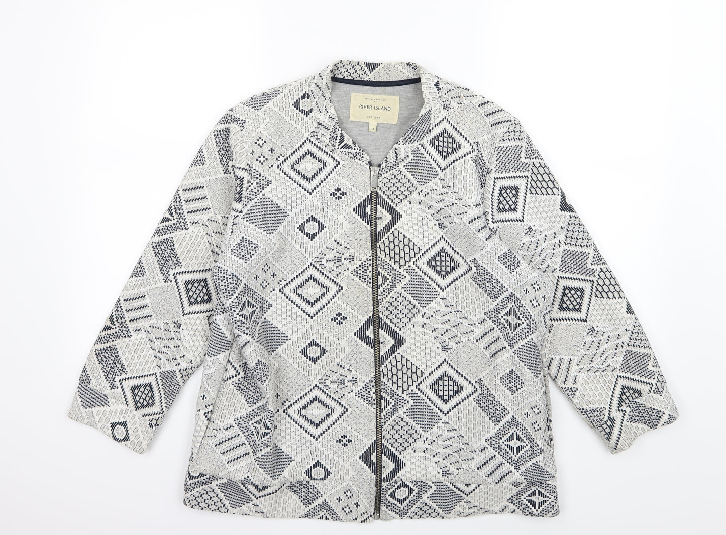River Island Womens Grey Geometric  Jacket  Size 14