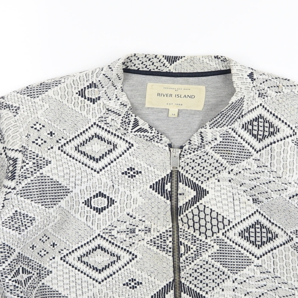 River Island Womens Grey Geometric  Jacket  Size 14