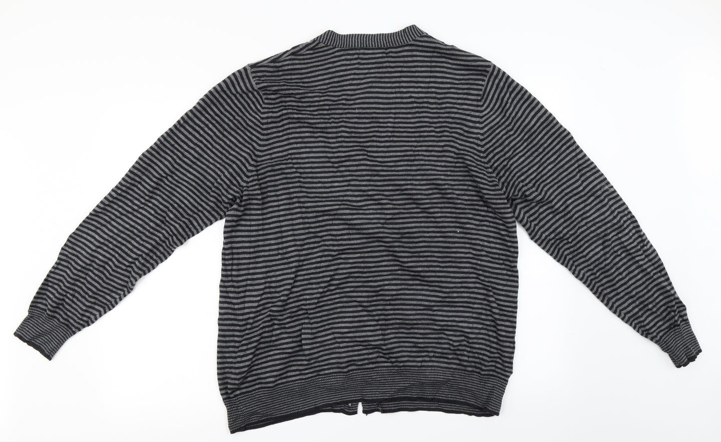 Marks and Spencer  Womens Grey Striped  Cardigan Jumper Size L