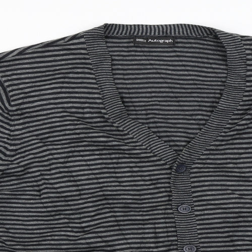 Marks and Spencer  Womens Grey Striped  Cardigan Jumper Size L