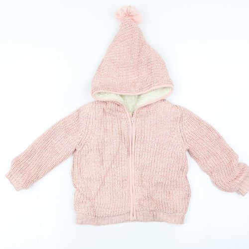 Marks and Spencer  Girls Pink   Full Zip Jumper Size 2 Years