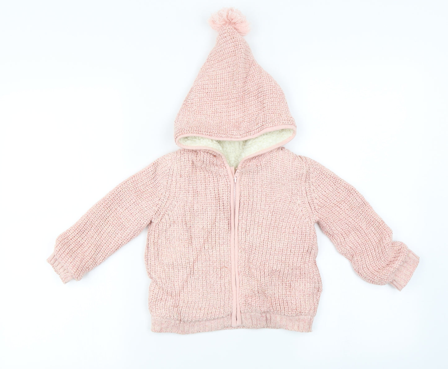 Marks and Spencer  Girls Pink   Full Zip Jumper Size 2 Years