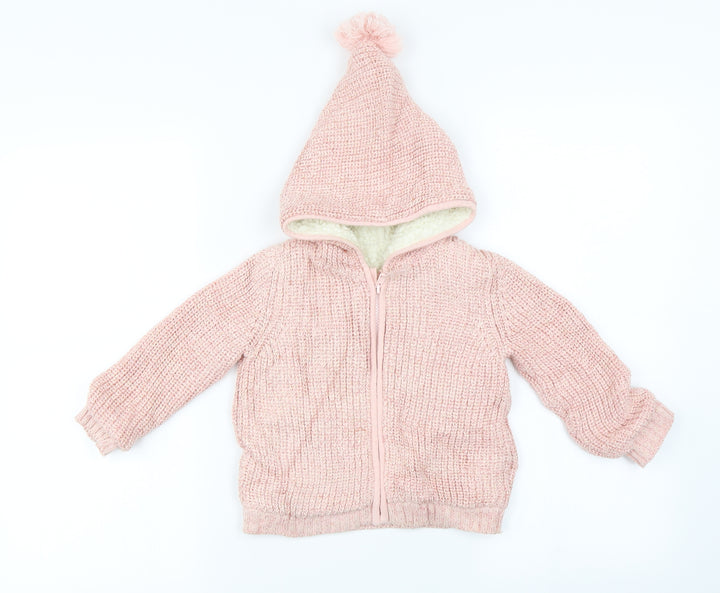 Marks and Spencer  Girls Pink   Full Zip Jumper Size 2 Years