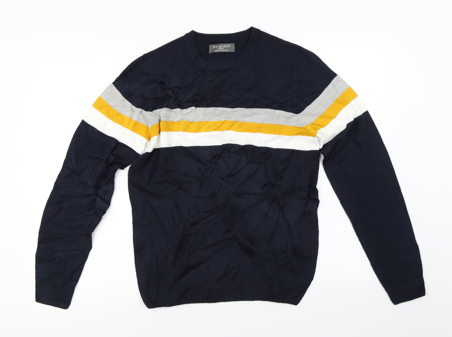 Primark Mens Blue Striped  Pullover Jumper Size S