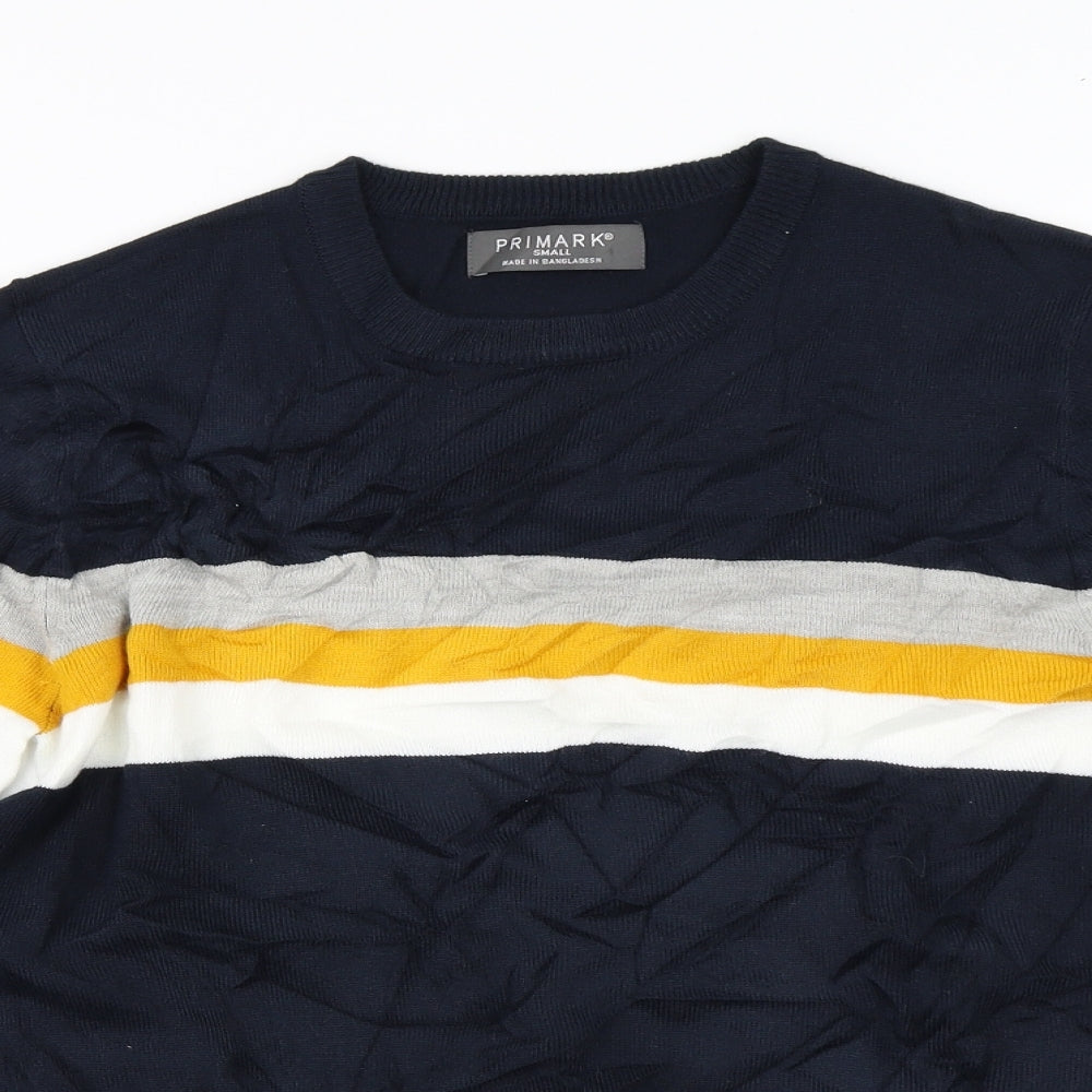 Primark Mens Blue Striped  Pullover Jumper Size S