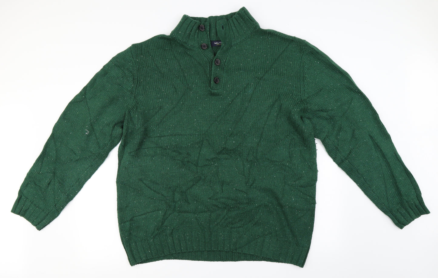 Nautica Mens Green   Henley Jumper Size 2XL