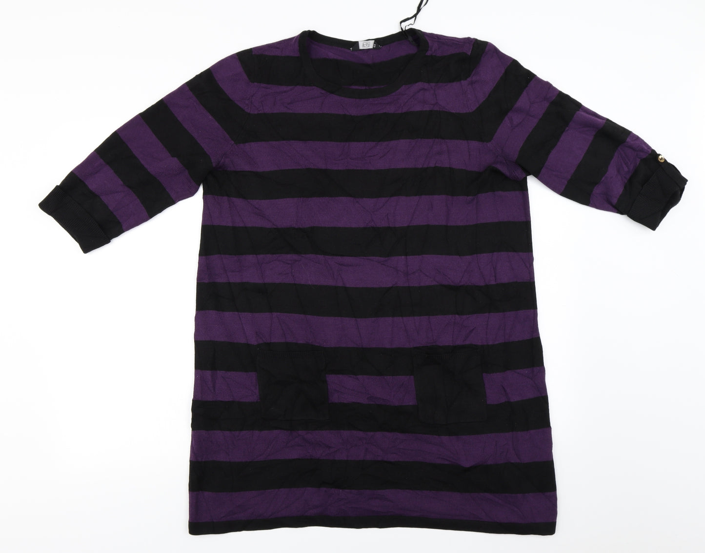 F&F Womens Black Striped  Jumper Dress  Size 18