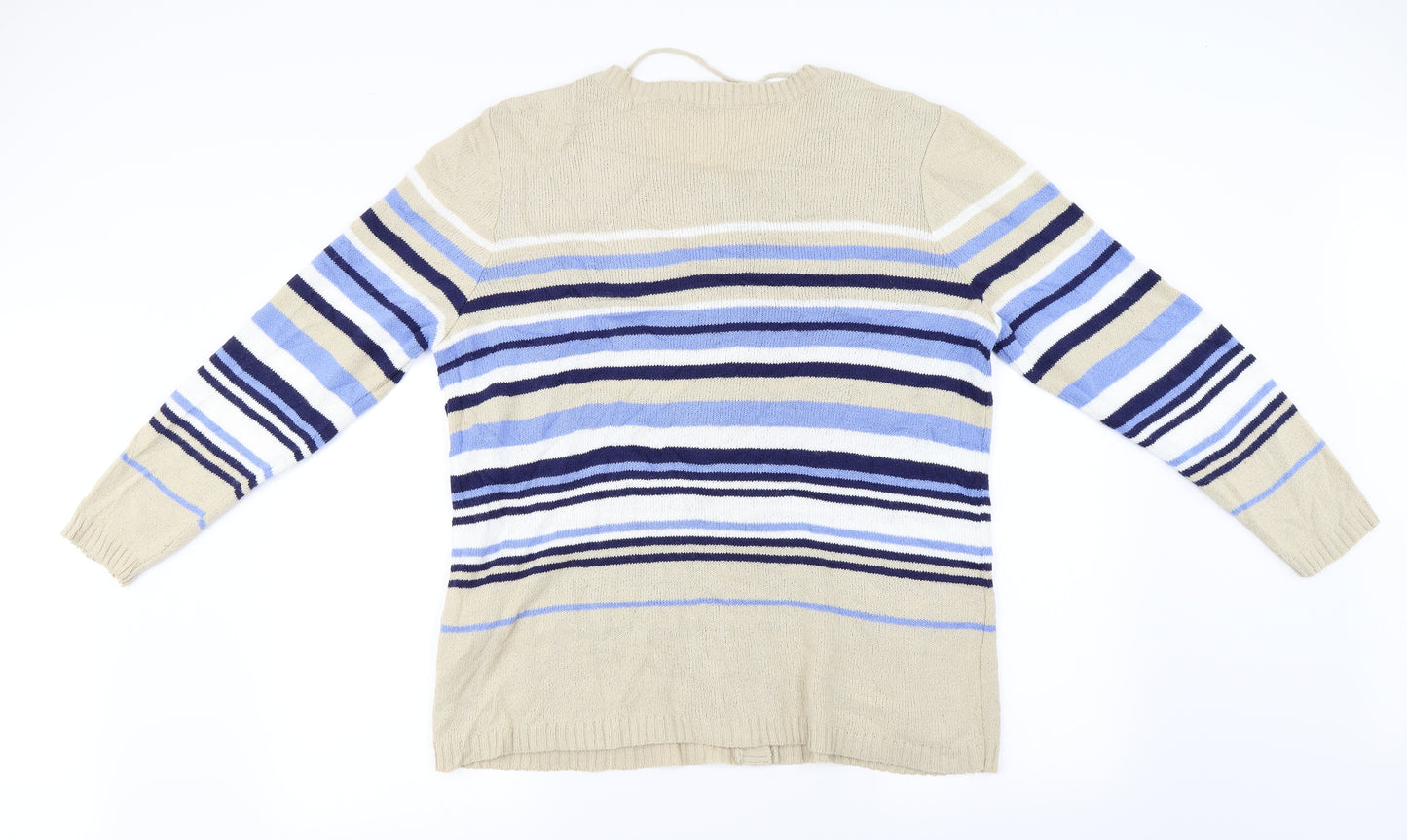 Damart  Womens Beige Striped  Cardigan Jumper Size 18