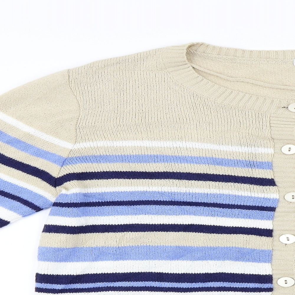 Damart  Womens Beige Striped  Cardigan Jumper Size 18