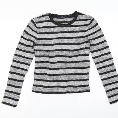 Marks and Spencer  Womens Grey Striped  Pullover Jumper Size 8