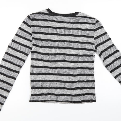 Marks and Spencer  Womens Grey Striped  Pullover Jumper Size 8