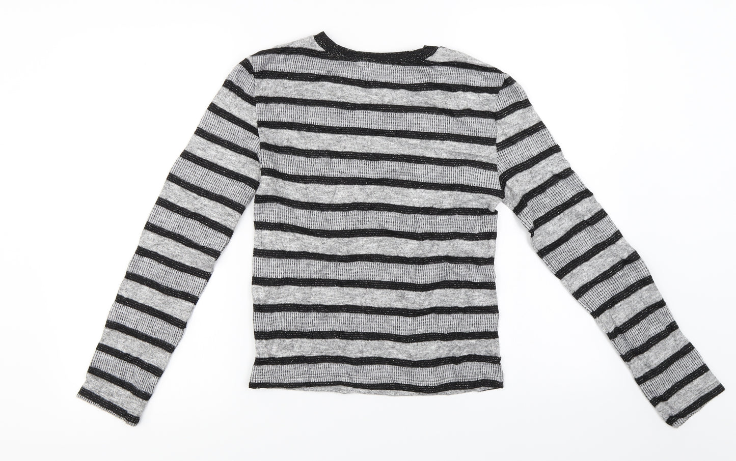 Marks and Spencer  Womens Grey Striped  Pullover Jumper Size 8