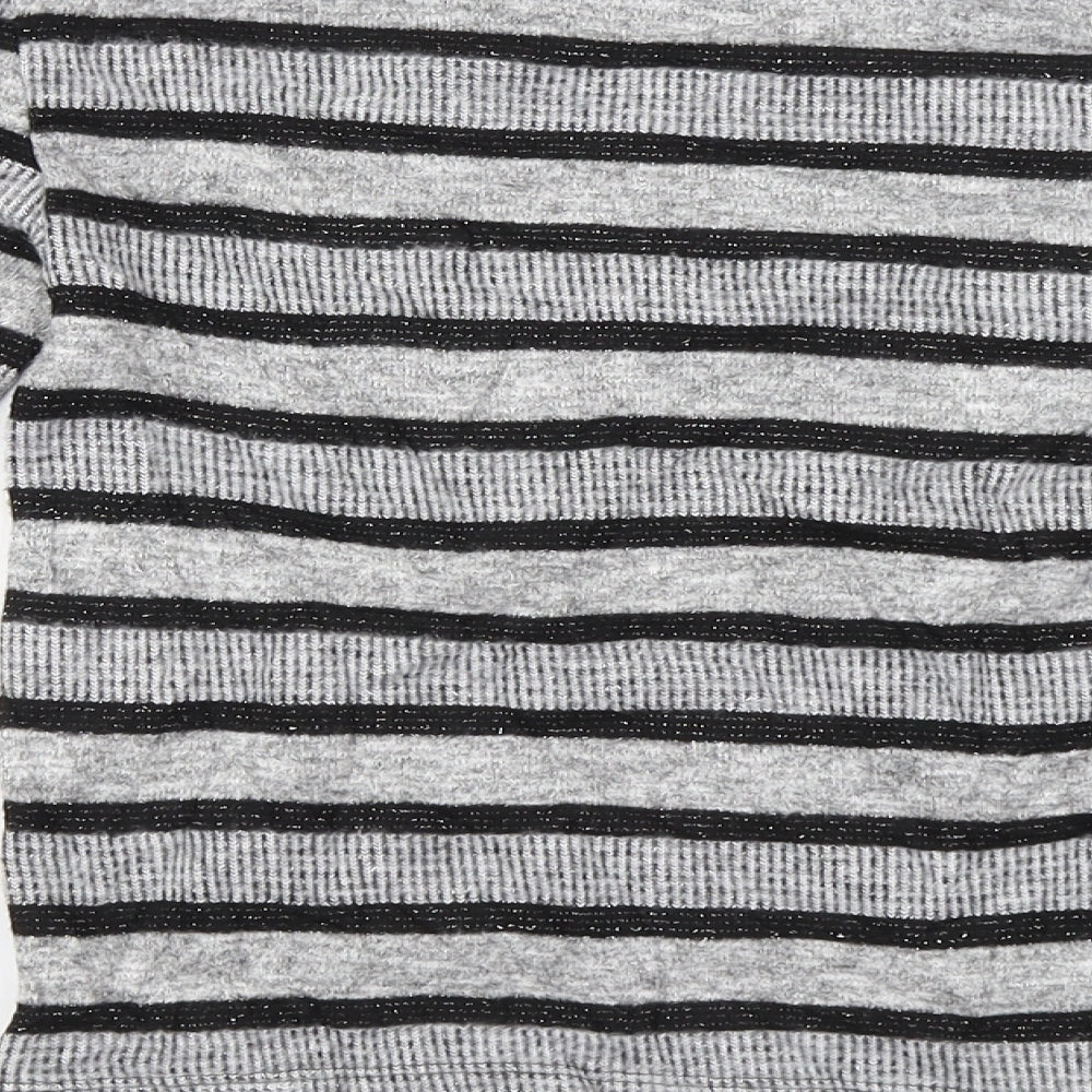 Marks and Spencer  Womens Grey Striped  Pullover Jumper Size 8