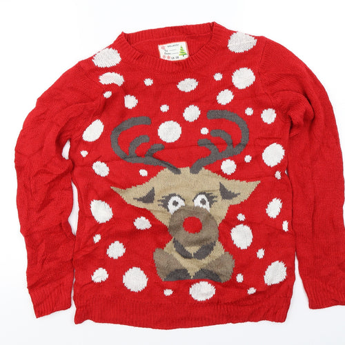 Select  Womens Red   Pullover Jumper Size 8  - Christmas jumper