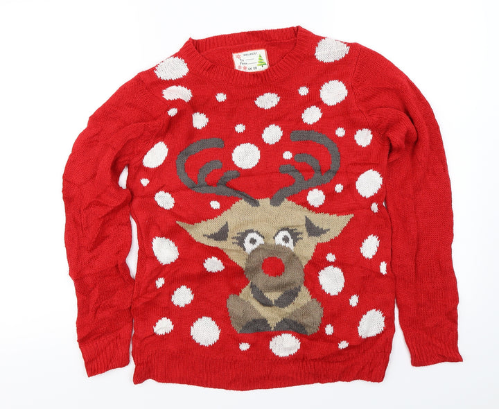 Select Womens Red Pullover Jumper Size 8 - Christmas jumper