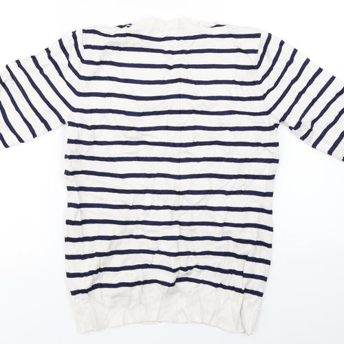 Mudflower  Womens White Striped  Pullover Jumper Size S