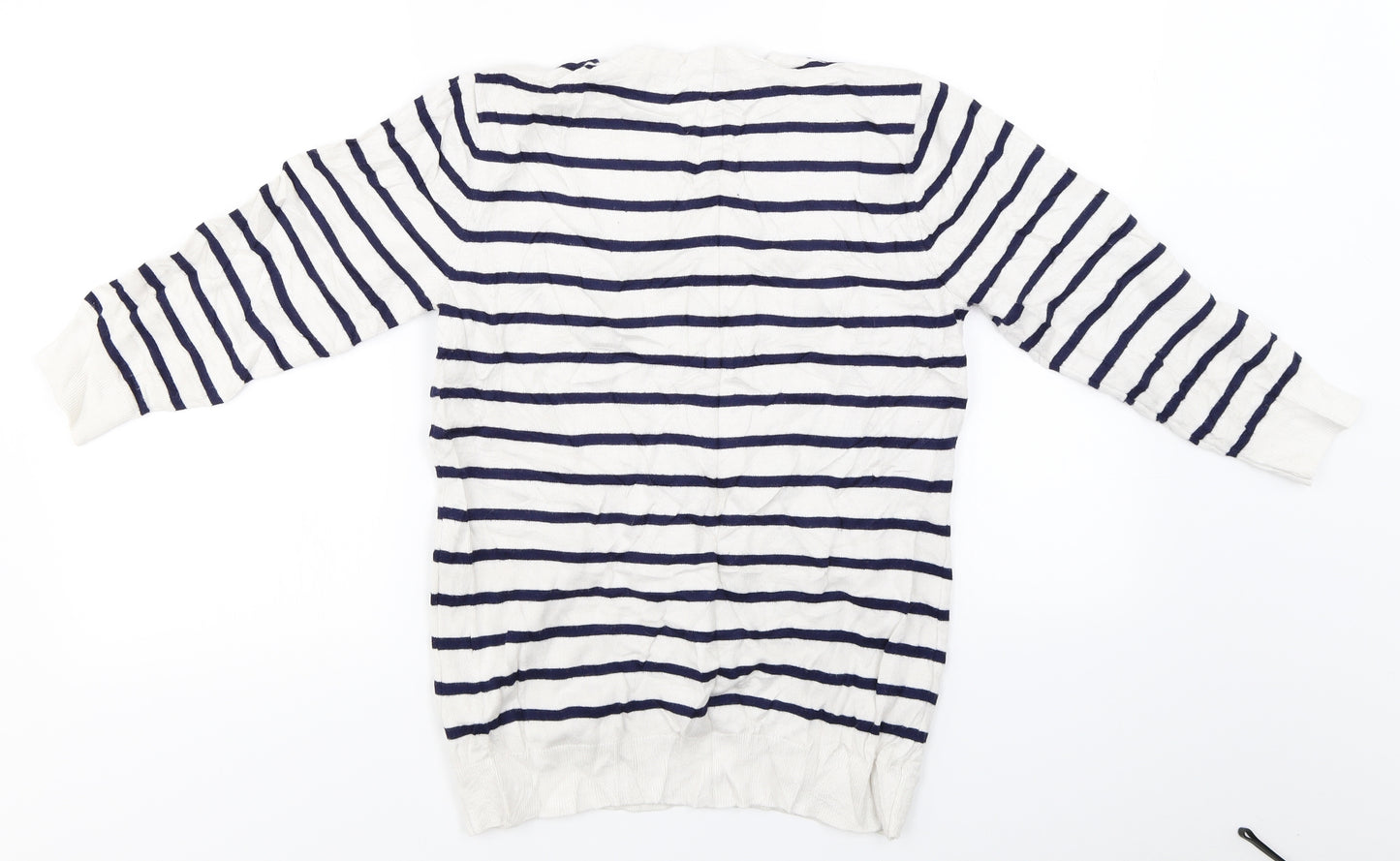 Mudflower  Womens White Striped  Pullover Jumper Size S