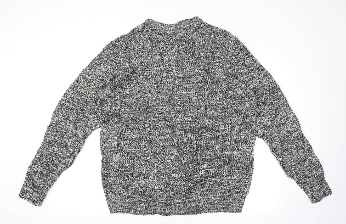 Avenue Mens Grey Herringbone  Pullover Jumper Size XL