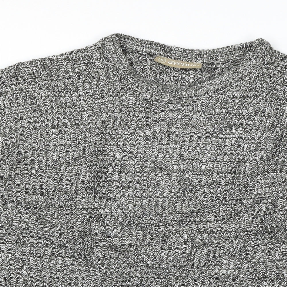 Avenue Mens Grey Herringbone  Pullover Jumper Size XL