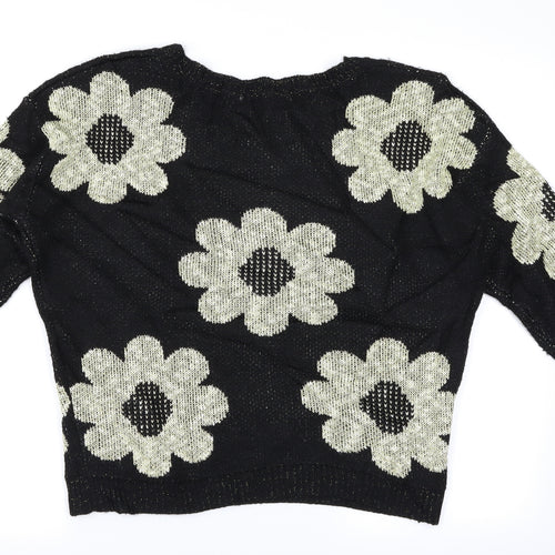Alchemy Womens Black Floral  Pullover Jumper Size S