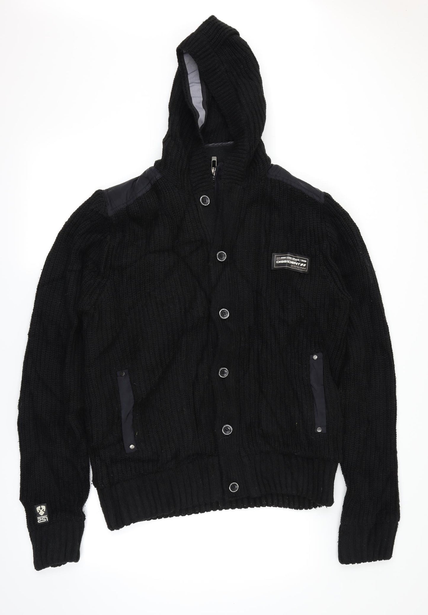 Dissident Mens Black   Full Zip Hoodie Size L