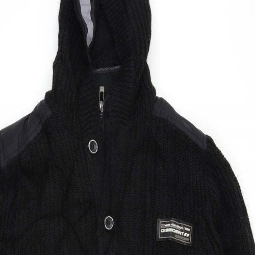 Dissident Mens Black   Full Zip Hoodie Size L