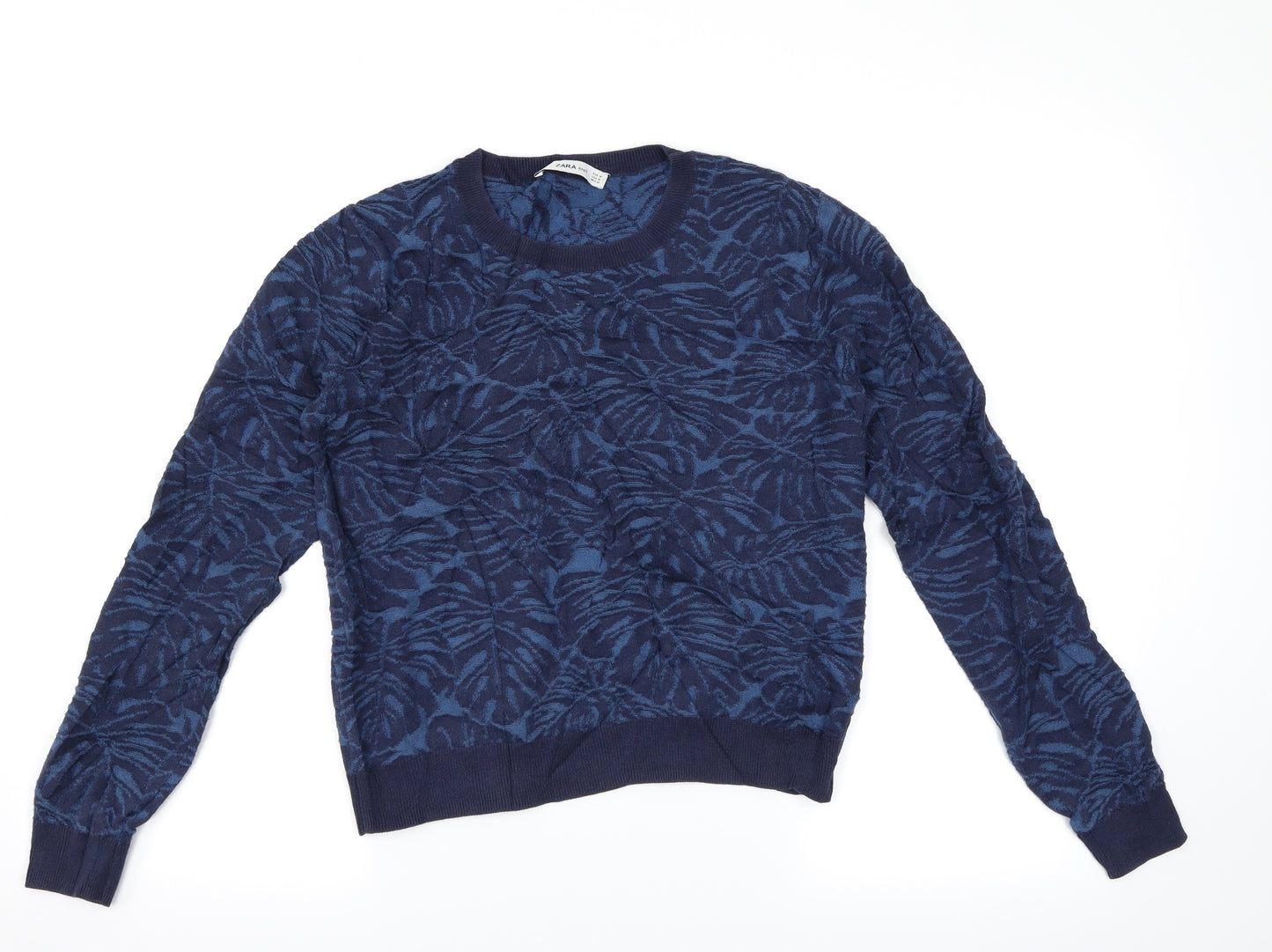 Zara Womens Blue Floral  Pullover Jumper Size M
