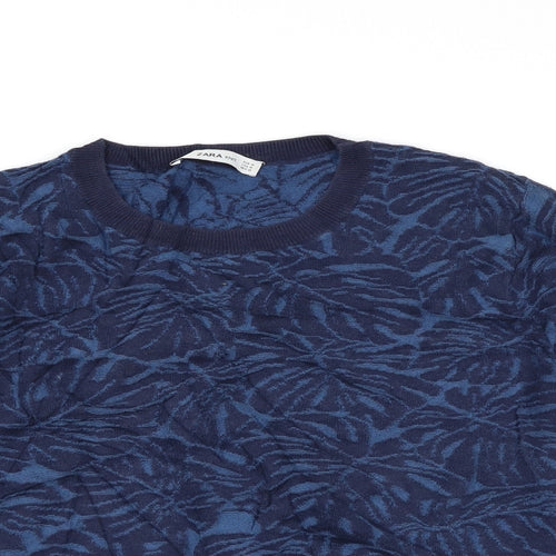 Zara Womens Blue Floral  Pullover Jumper Size M