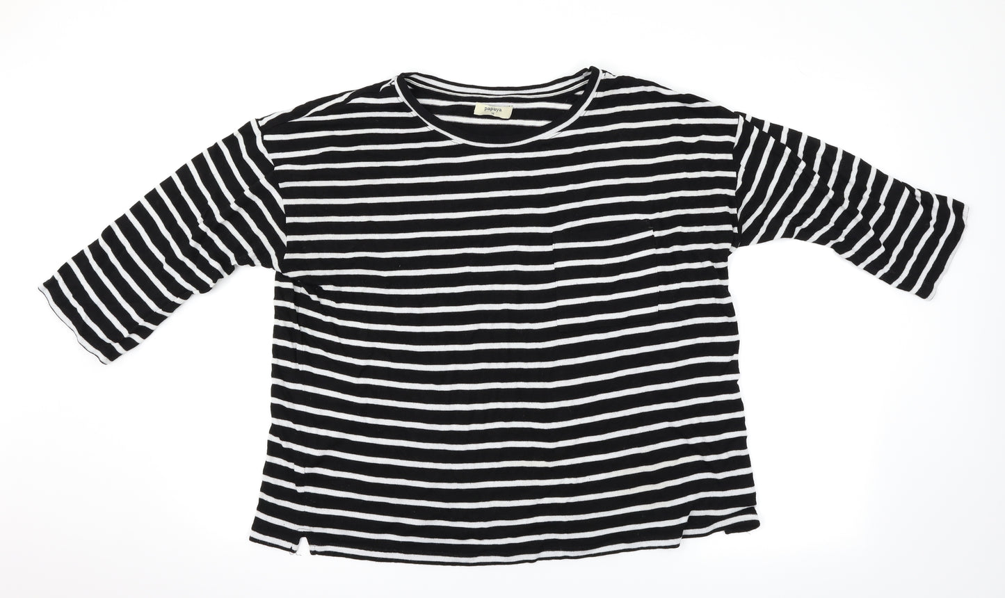 Papaya Womens Black Striped  Pullover Jumper Size 16